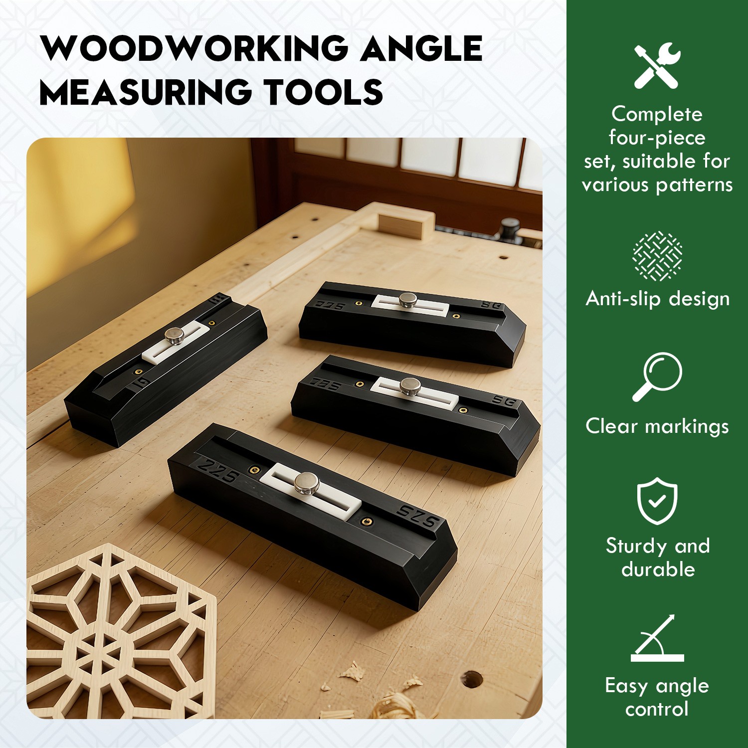4-Pc Kumiko Joinery Jigs,for Multi Position Angle Guide Rails Kumiko Woodworking