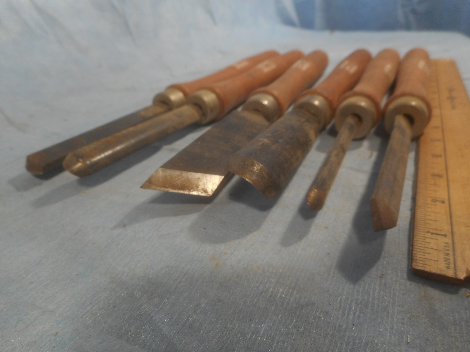 VINTAGE CRAFTSMAN SET 6 LATHE WOOD TURNING CHISELS