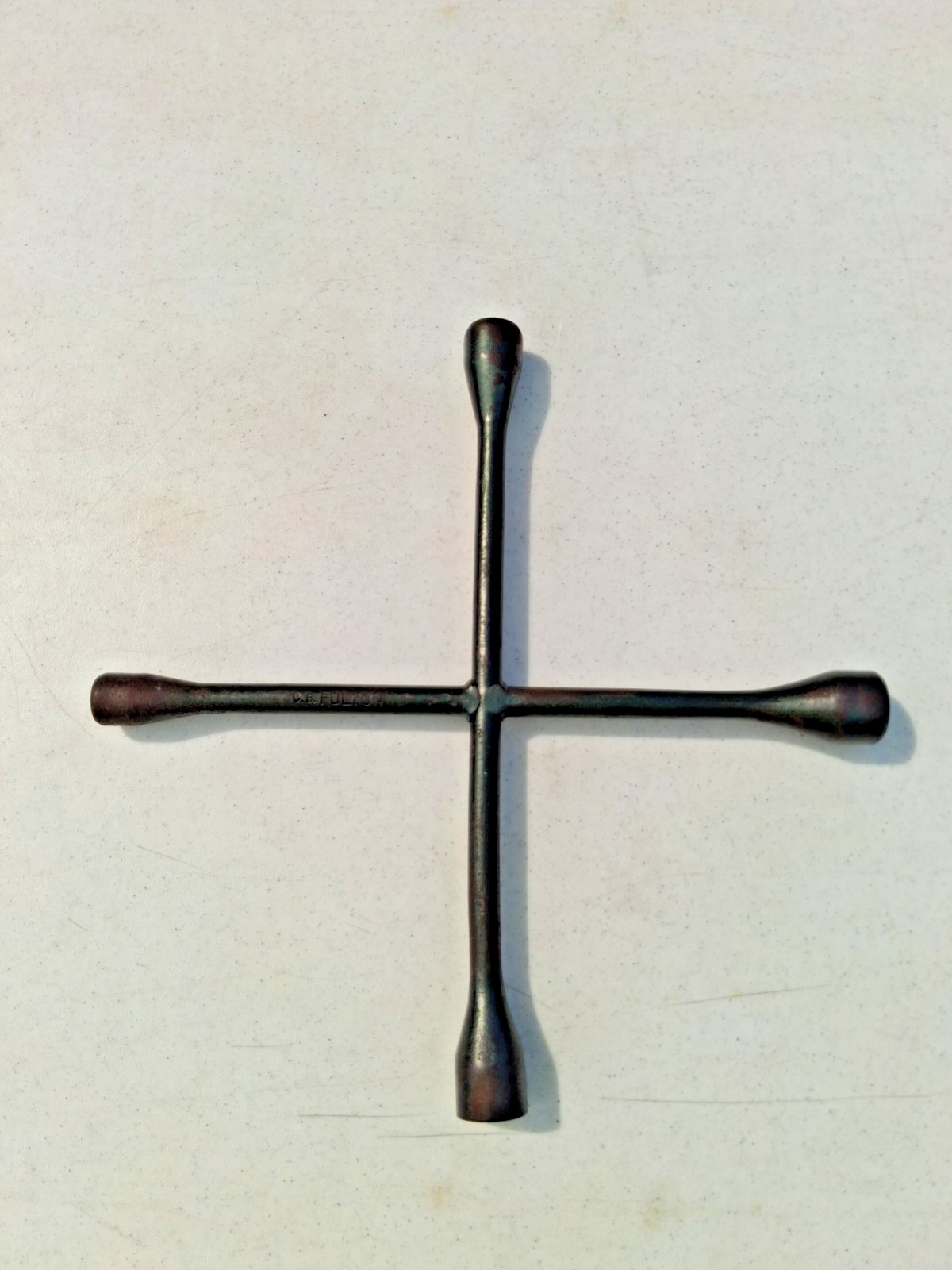 Vintage C.B. Fulton, 4-Way Lug Wrench: (5/8″, 3/4″, 11/16″, 7/8″) – RARE FIND
