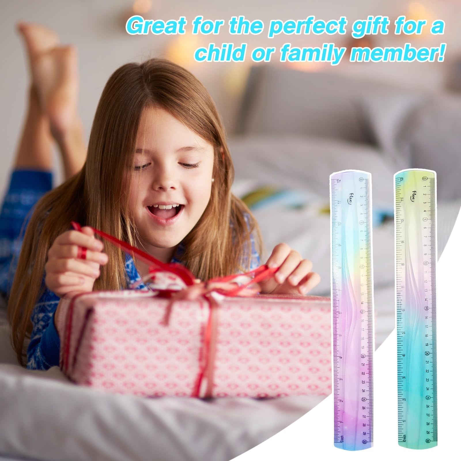 2 Pcs Flexible Ruler, 12 Inch Bendable Ruler for Kids, Soft Plastic Ruler, Ki…