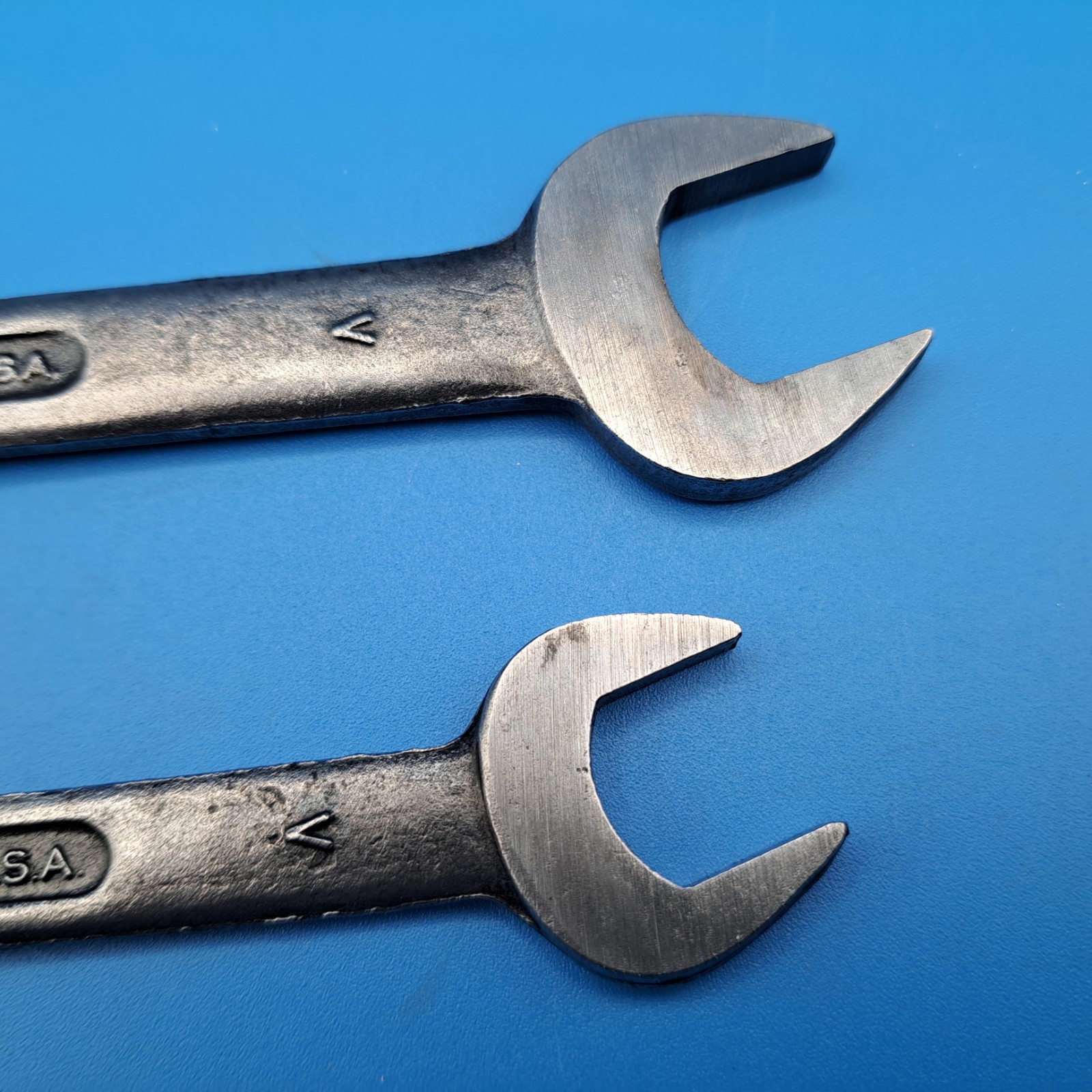 2 Vintage Dunlap 5/8 x 11/16″ & 3/4 x 7/8″ Open End Wrenches, V, Forged in USA