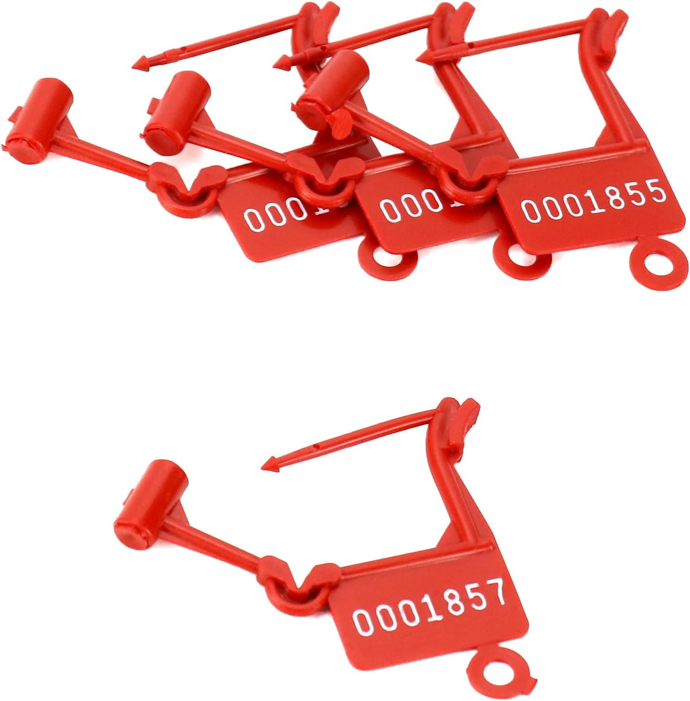 250pcs Red Plastic Security Padlock Seals Numbered Tamperproof Self Lock Tag Use