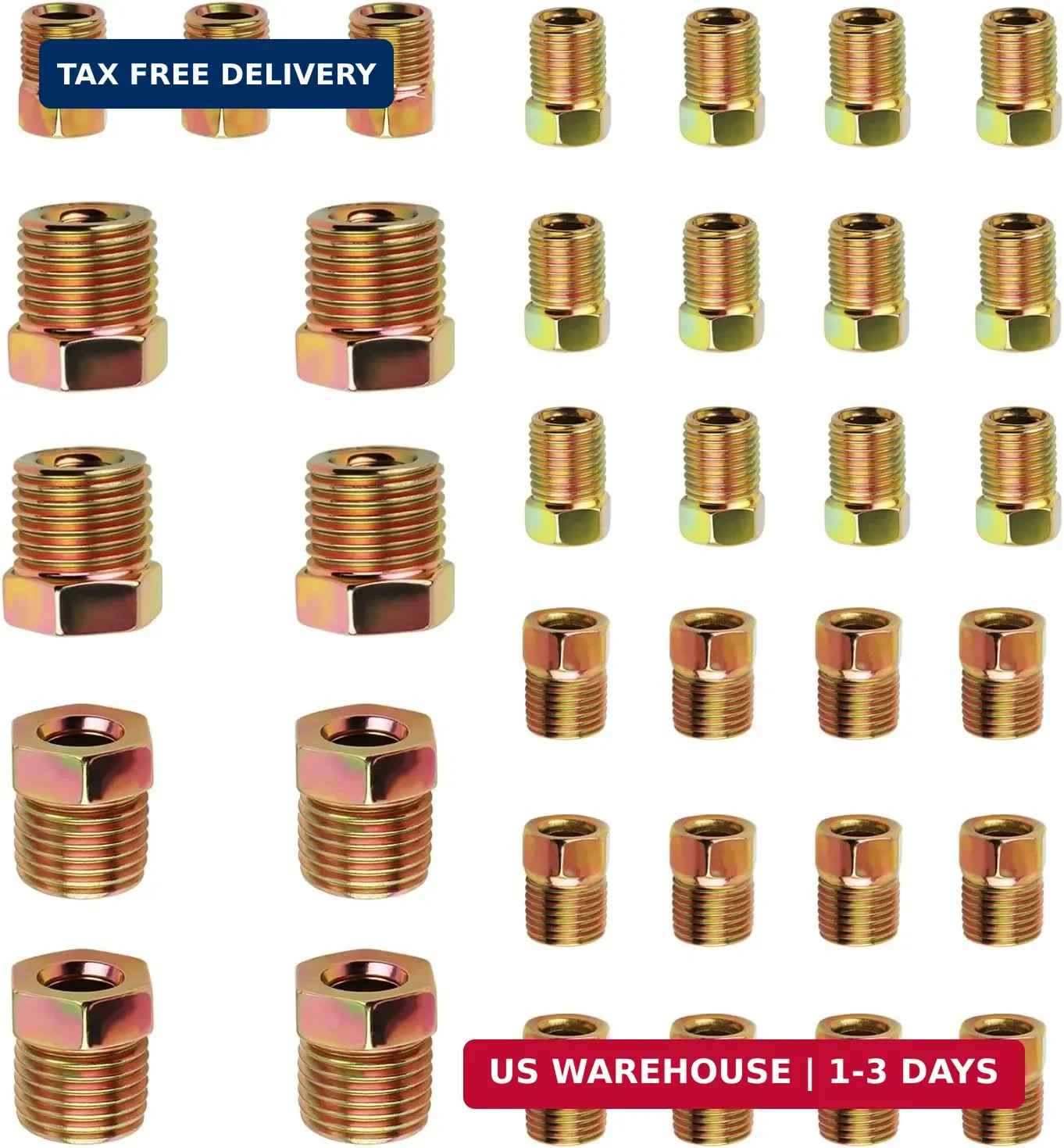 35PCS Brake Line Fitting Kit,Brake Line Fittings Assortment for 3/16″ and 1/4″ B