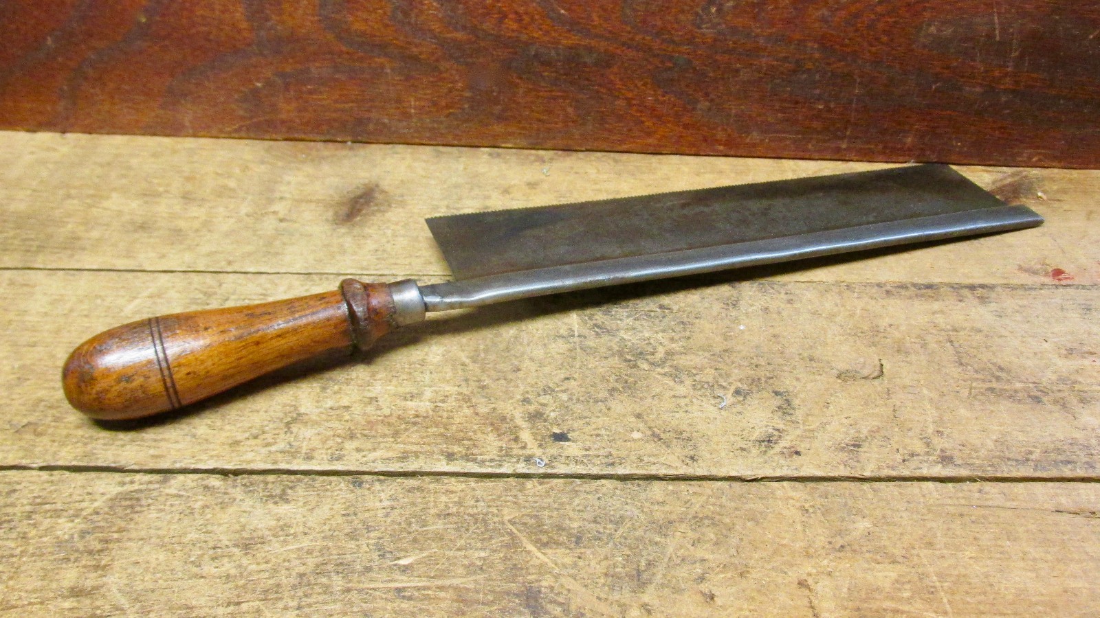 Vintage Back Saw Wooden Handle 10″ Saw Blade Fine Tooth Tool