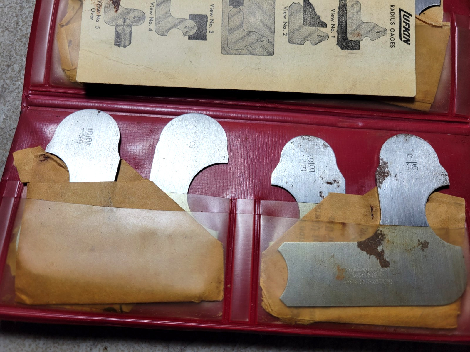 Vintage Lufkin No 77CX Radius Gage Set complete but some surface rust present
