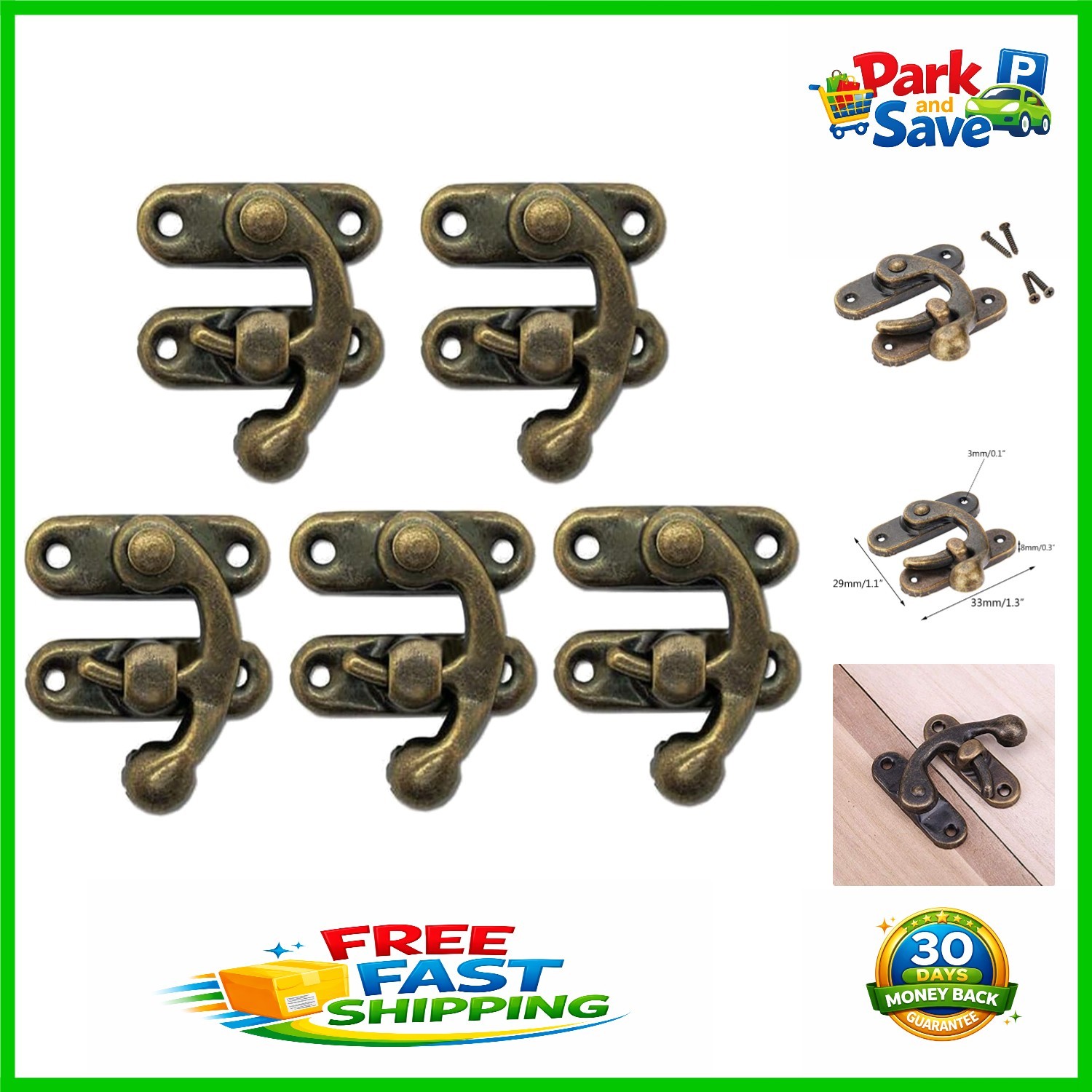 Elegant 5pcs Box Latch Hasps in Bronze – Perfect for Jewelry and Gift Boxes