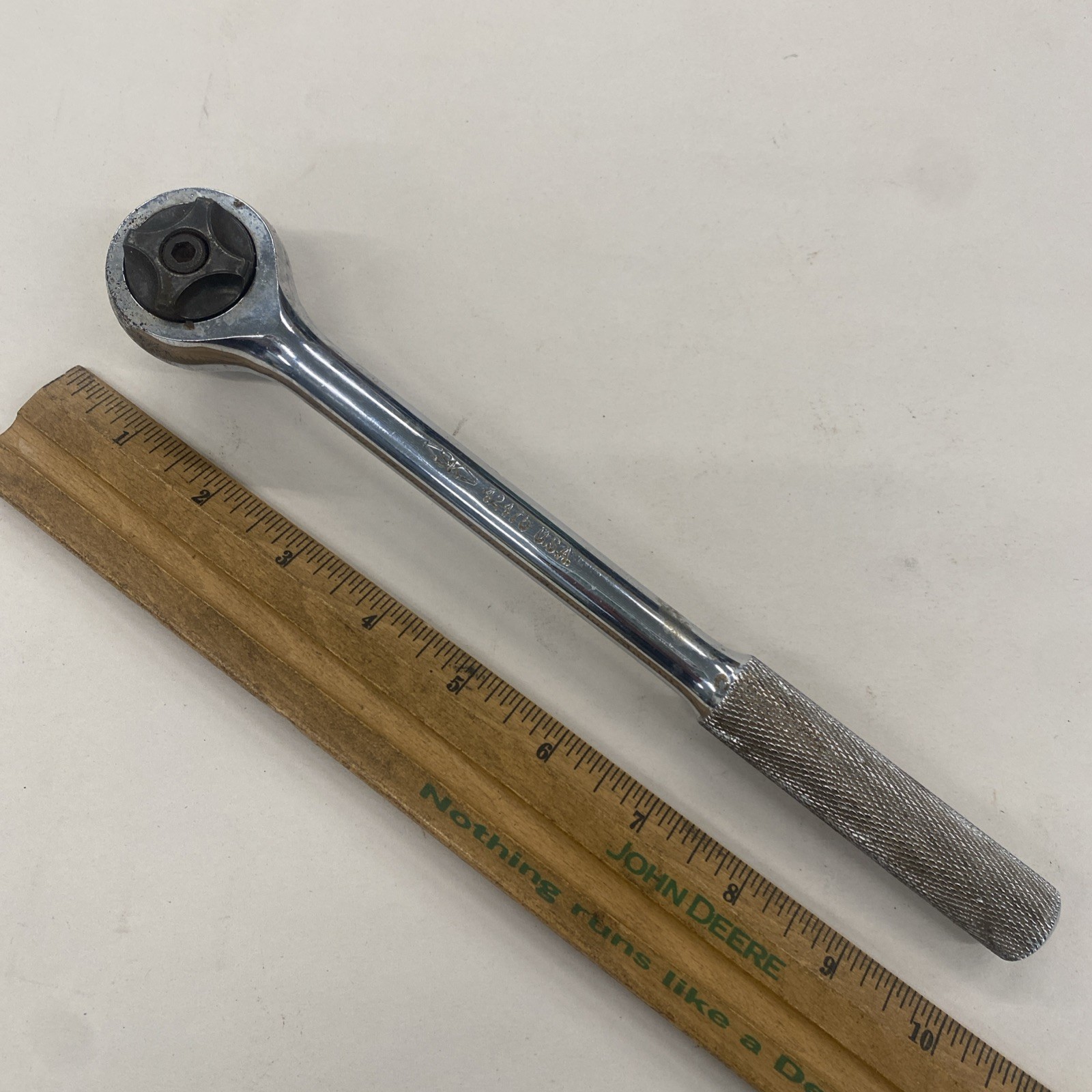 SK S&K, 1/2″ DRIVE 42475 10″ RATCHET USA! Knurled Handle Vintage, m0690