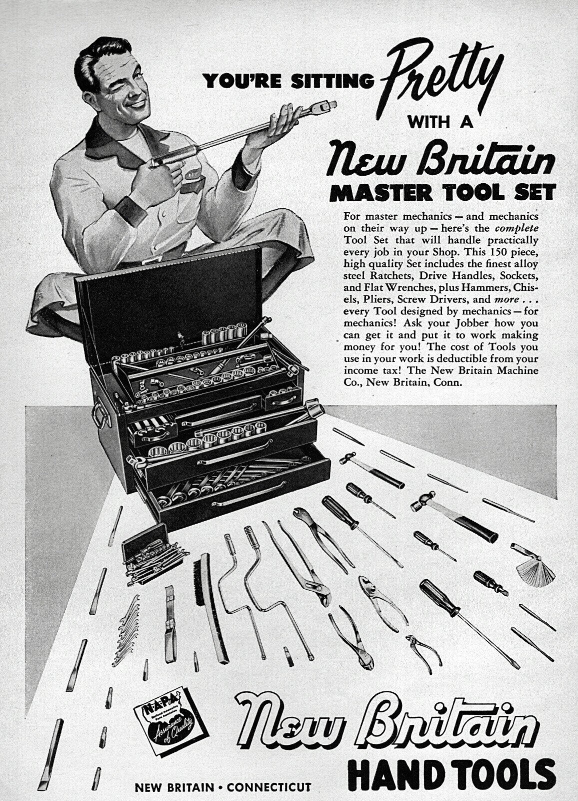 1960 New Britain Hand Tools Master Tool Set Toolbox Original Print Ad