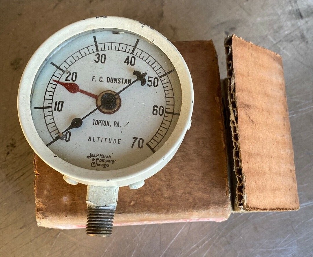 Jas P Marsh & Company Chicago Altitude Gauge 3″ with Box Steampunk