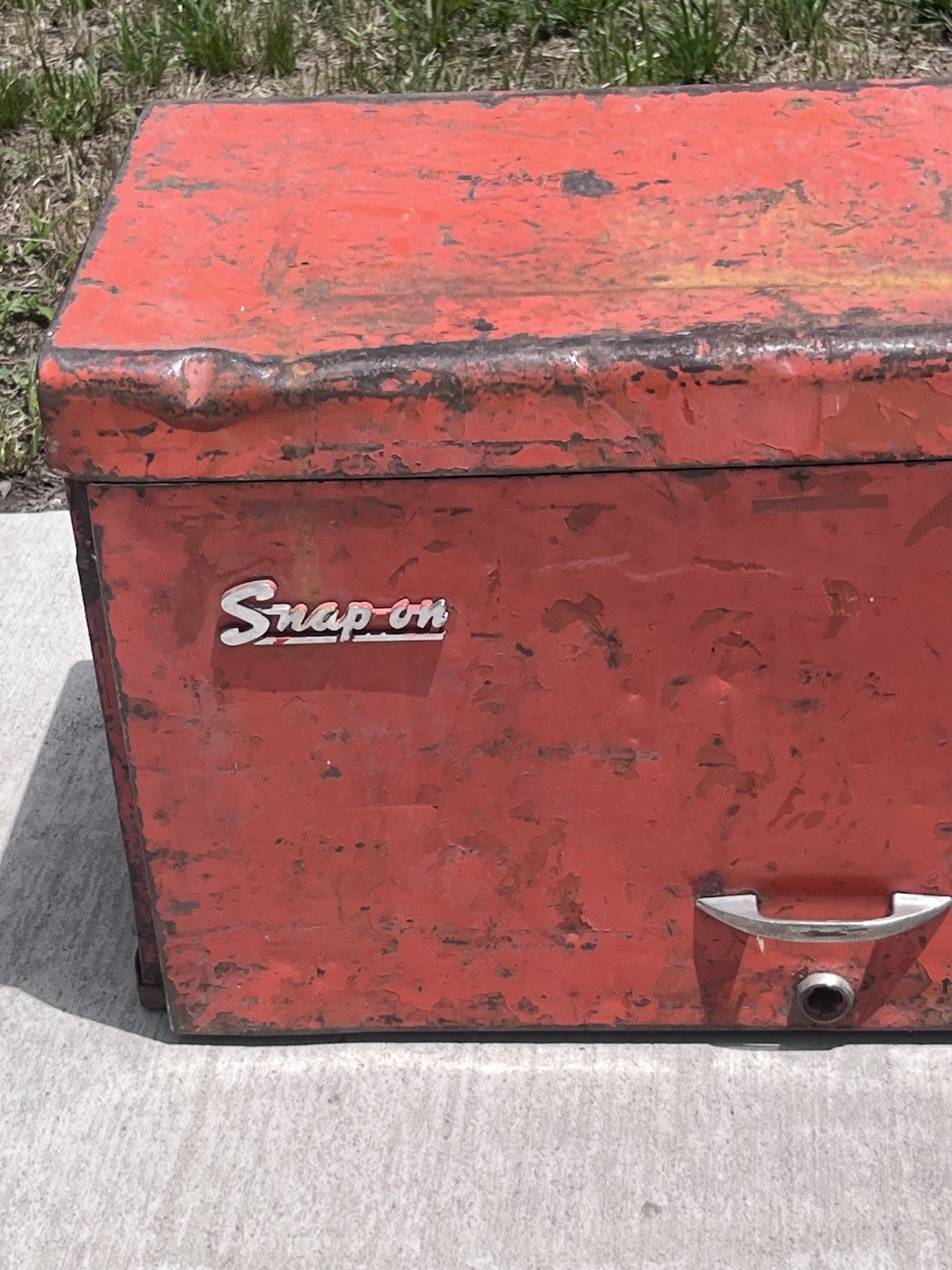 Vintage Snap On Red Large Tool Chest Box 6 Drawers 26” Wide 12” Deep 14.5”tall