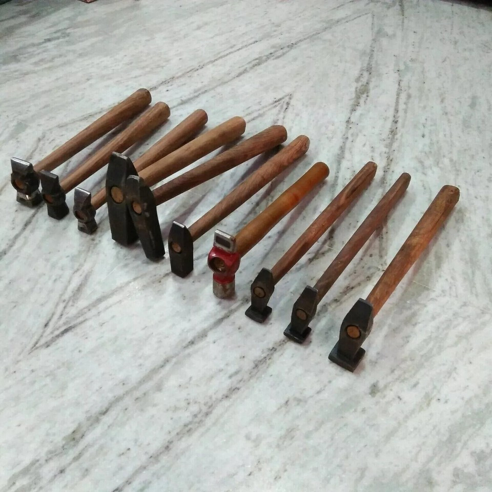 Heavy Duty Set Black Forging Handmade Iron Hammers Blacksmith of 10 Tools 6.4kg