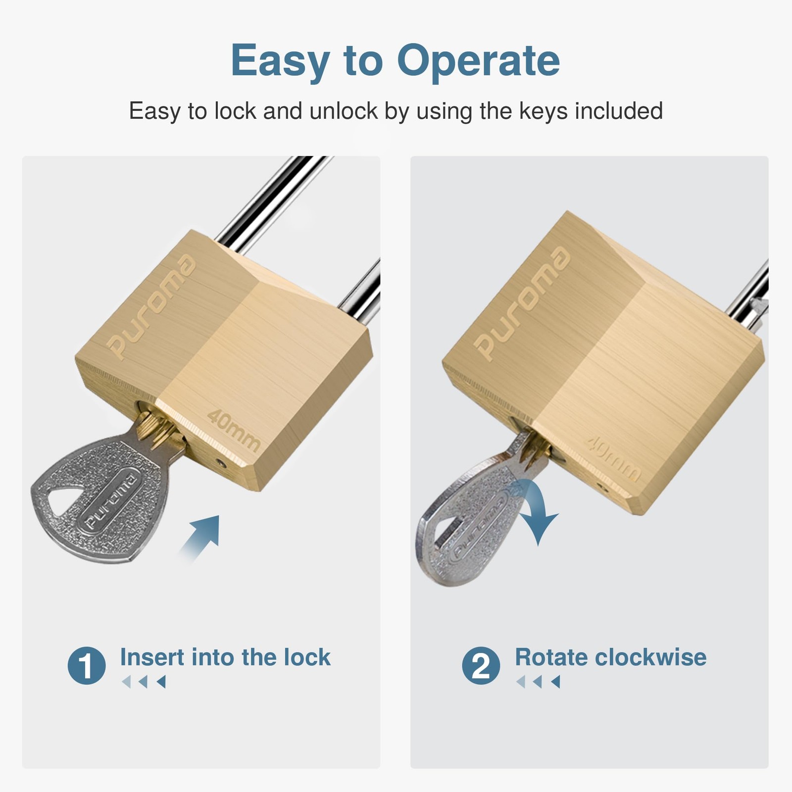 1 Pack Keyed Padlock Waterproof Solid Brass Lock, 1.1 Inch Padlock with Keys …