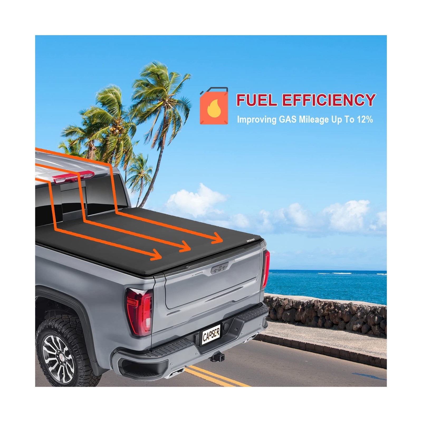 CAPSER Silverado 1500 5.8FT Soft Tri Fold Tonneau Cover Fits 2019-2026 Chevy …