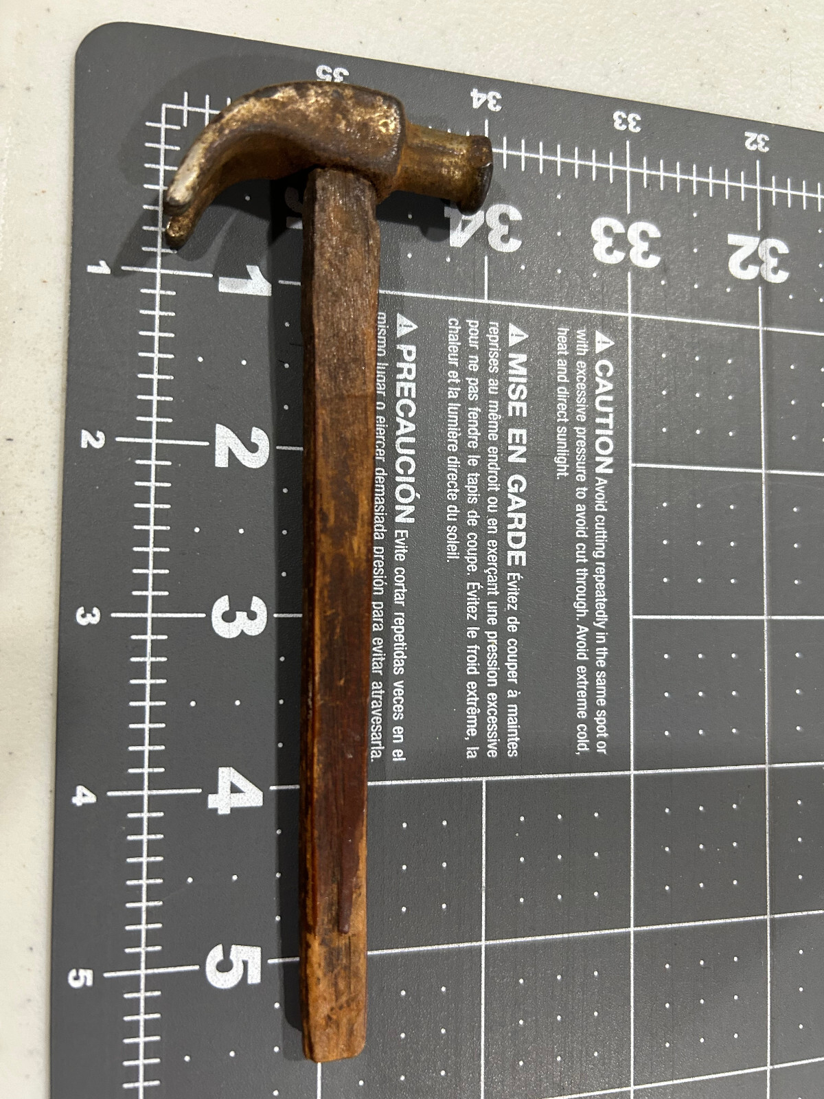 Vintage Antique Miniature Cast Metal Hammer 5.5″ Toy Craft Wood Rusty Rustic