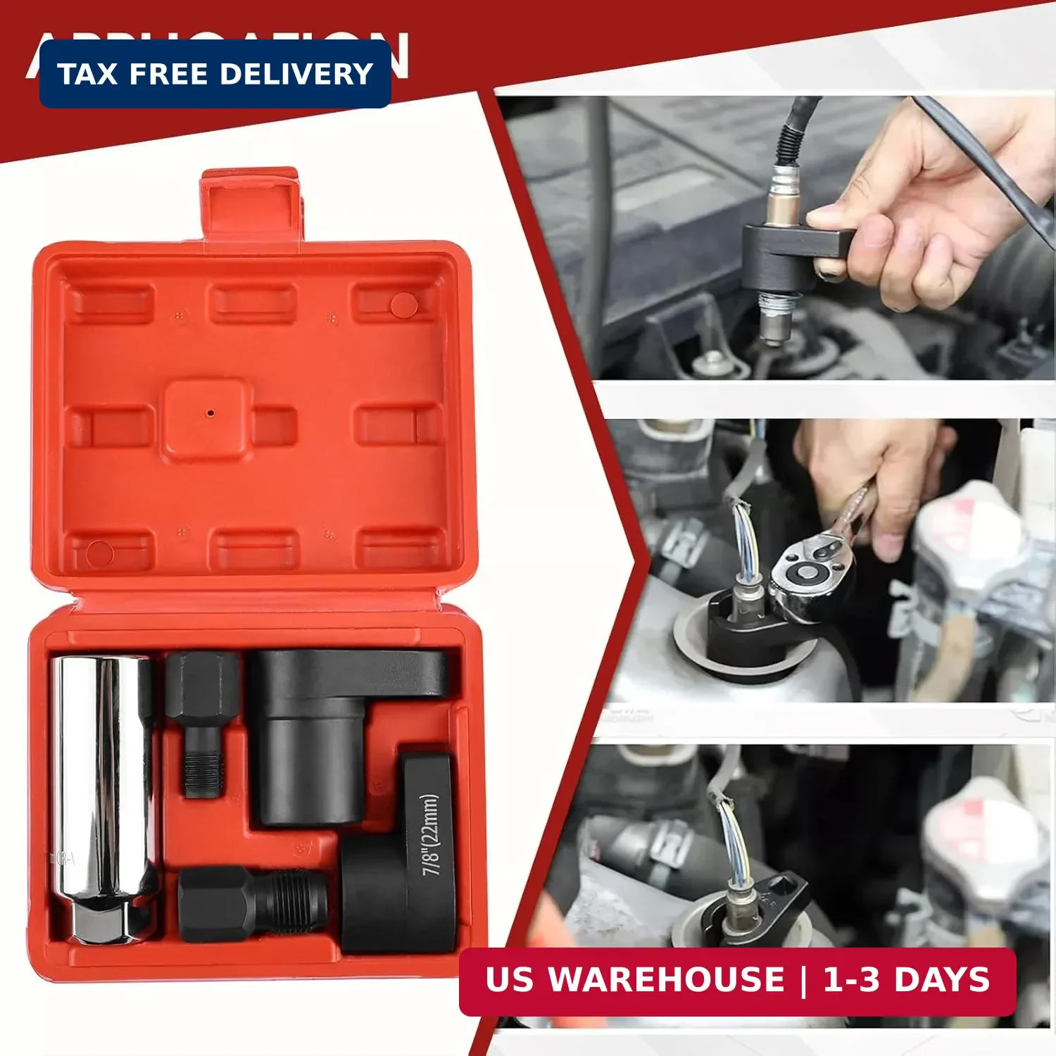 5PCS O2 Oxygen Sensor Socket Set, 1/2 & 3/8 in Drive, 7/8 in (22mm), Premium Rem