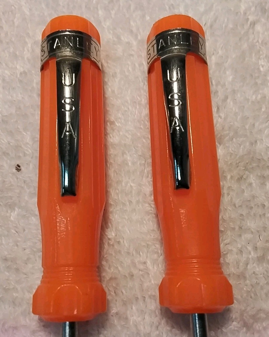 2pc STANLEY #0 PHILLIPS POCKET CLIP SCREWDRIVER “ORANGE ” USA 🇺🇸