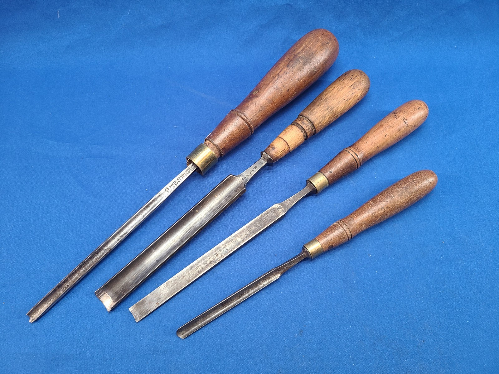 Lot of 4 Various Tang Wood Gouge Buck Brothers Ibotson Brothers