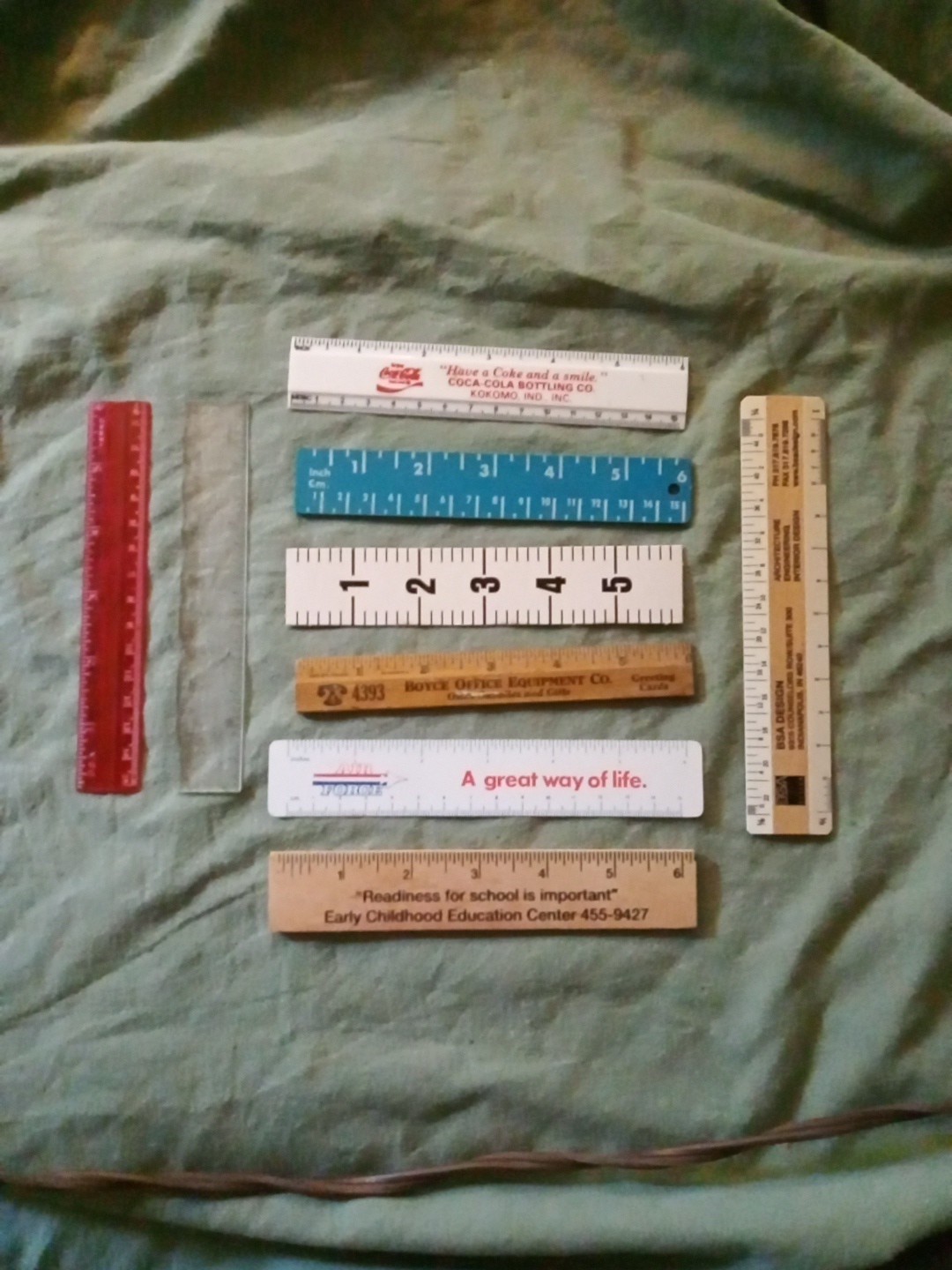 Vintage Lot 9 Wooden Rulers 6in Advertising Coca Cola Kokomo Indiana