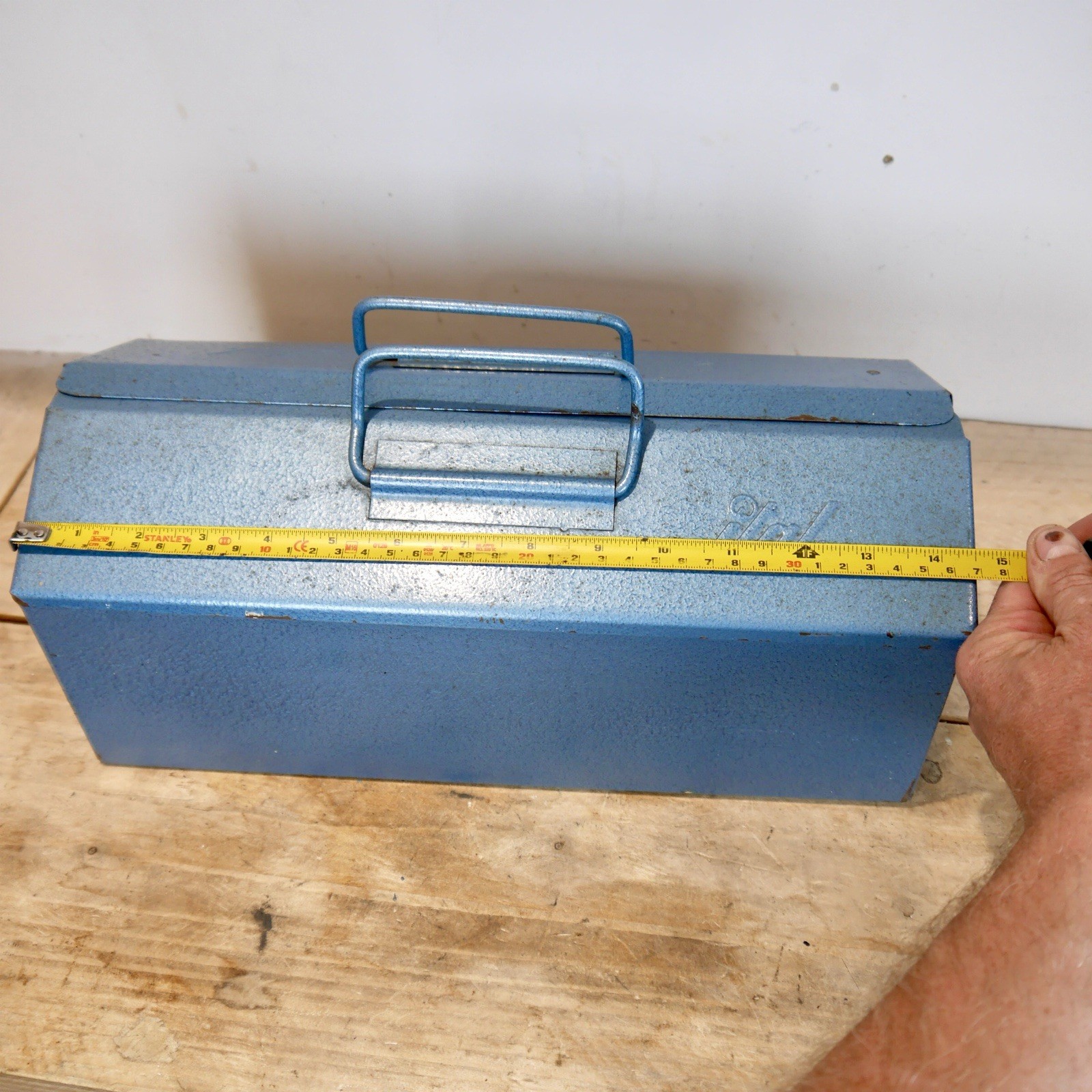 Small 14” ITAL Blue Metal Toolbox/ Barn Box, Classic Car, Vintage Bike