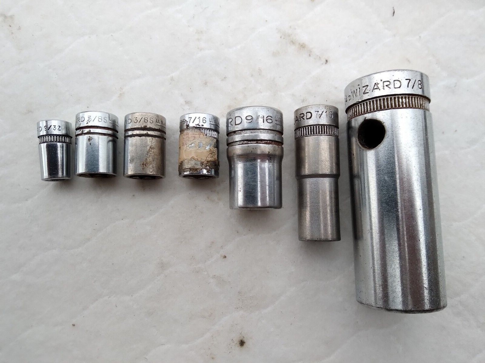Vintage Wizard H2821 Breaker Bar 1/2″ Drive and 7 Sockets 1/4″, 3/8″, 1/2″ Drive
