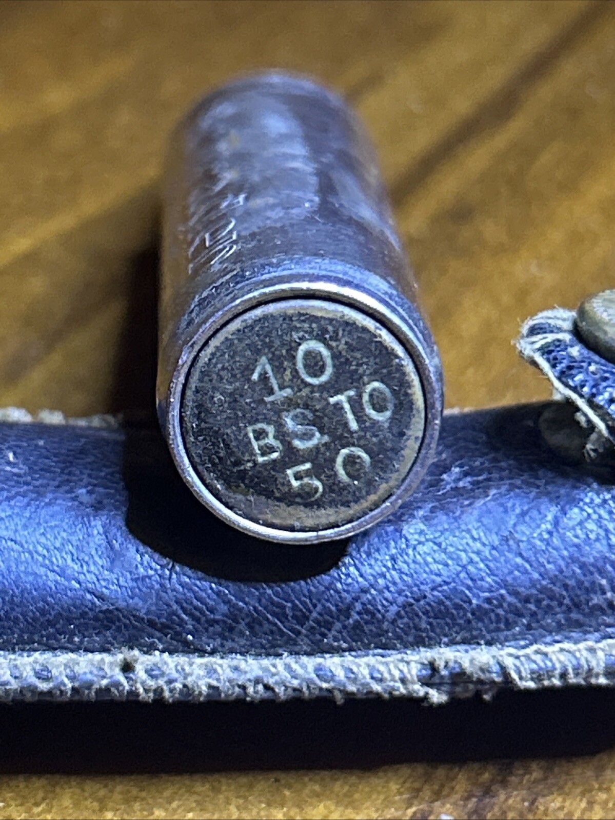 Antique Schrader Balloon Tire Pressure Gauge 10lb to 50lb With Leather Case 1923