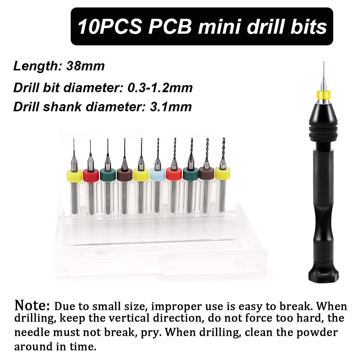Dianrui 60 PCS Pin Vise Hand Drill Set 60pcs Set, Black