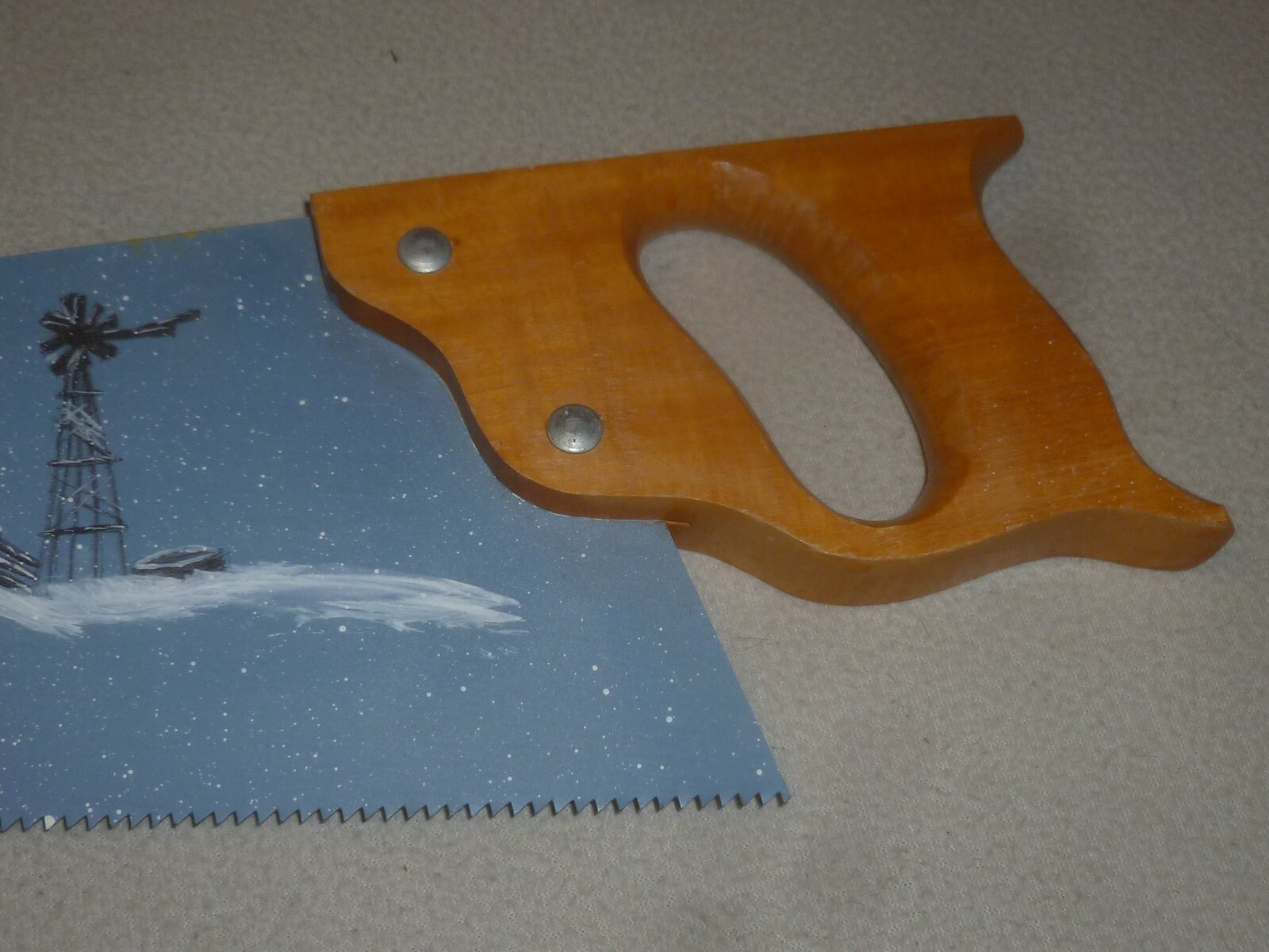 VINTAGE FARM HOUSE BARN SNOW COUNTRY SAW WINDMILL HAND PAINTED