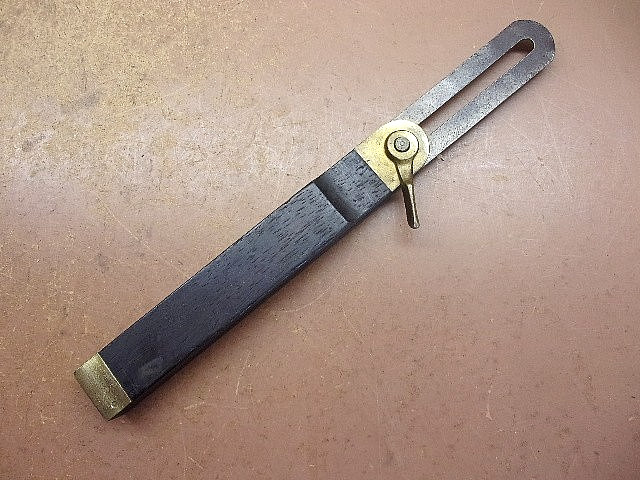 Antique Unbranded Wood, Brass & Steel Sliding Bevel Square w/Light Damage