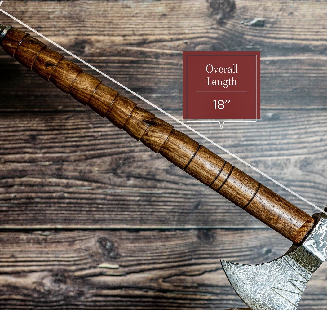 Hand Forged Damascus steel Pipe Axe . Hatchet Best Gift . With Leather Sheath
