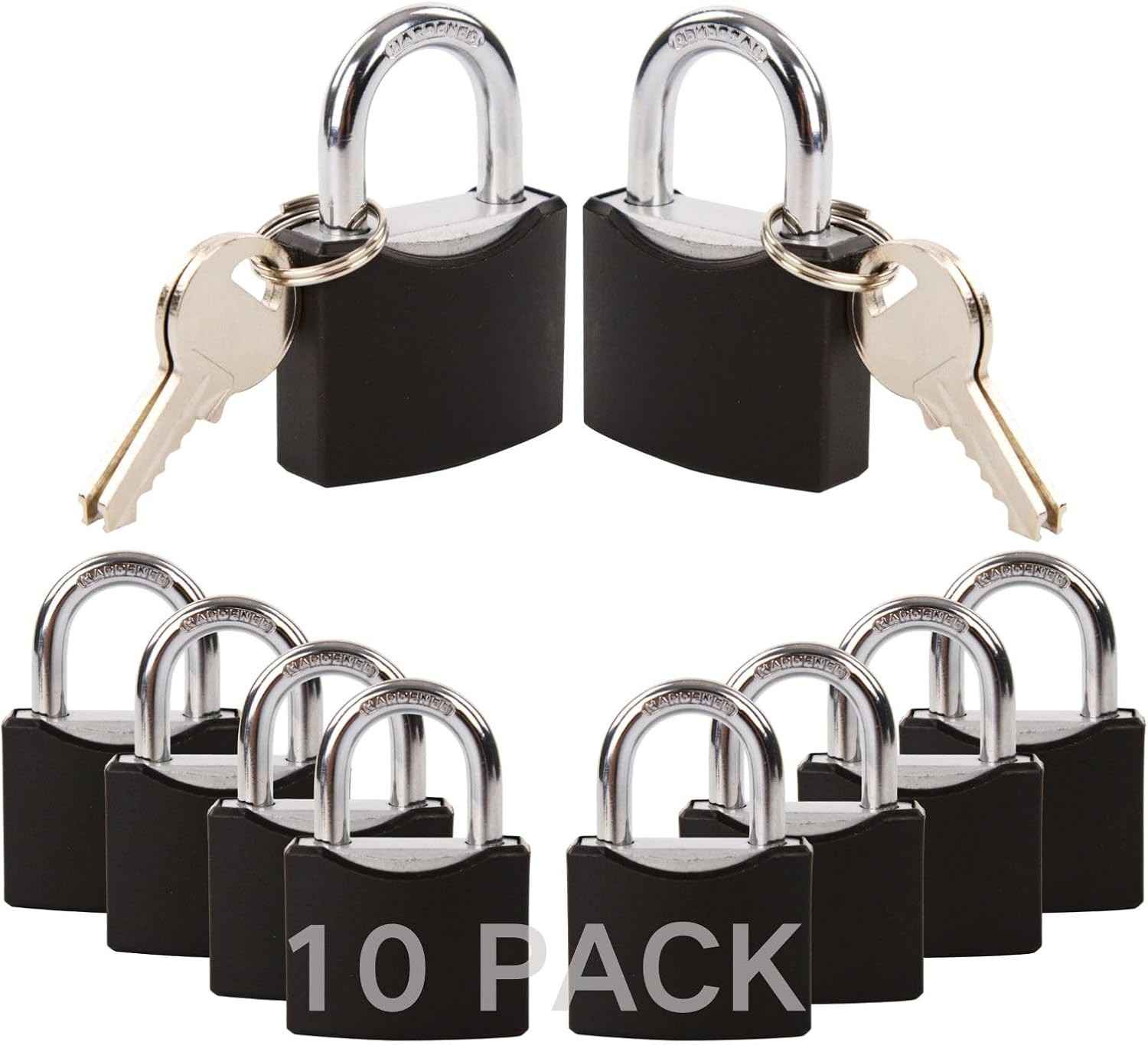 10-Pack 1-9/16″ Weather-Proof Outdoor Padlocks Keyed Different Brass Cylinder