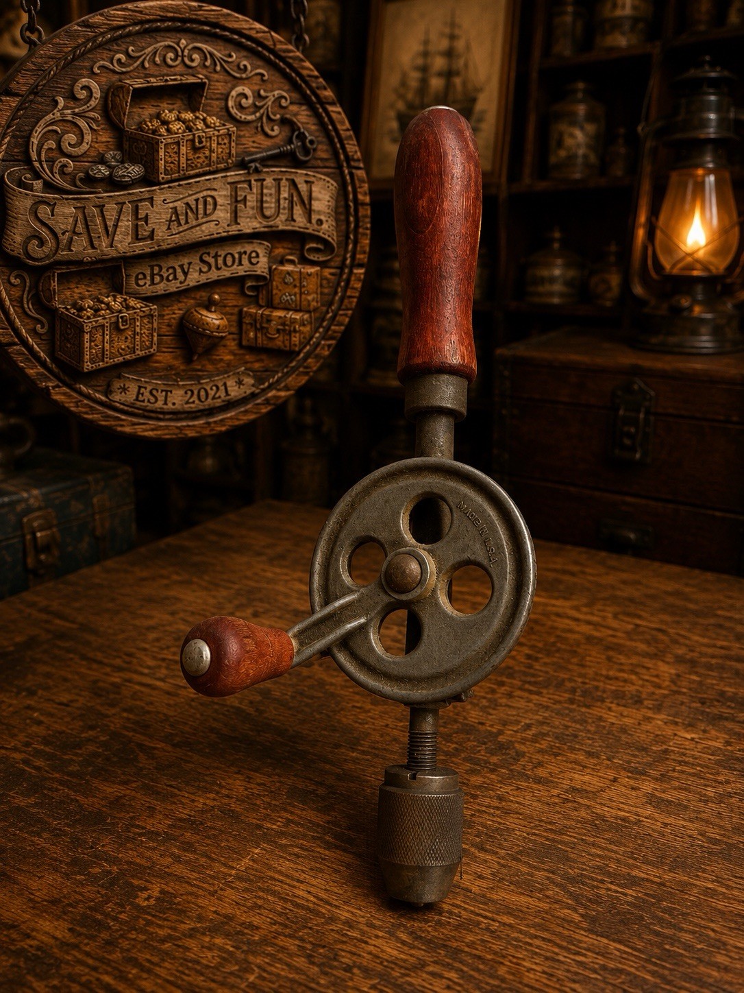 VINTAGE ANTIQUE HAND DRILL Eggbeater USA