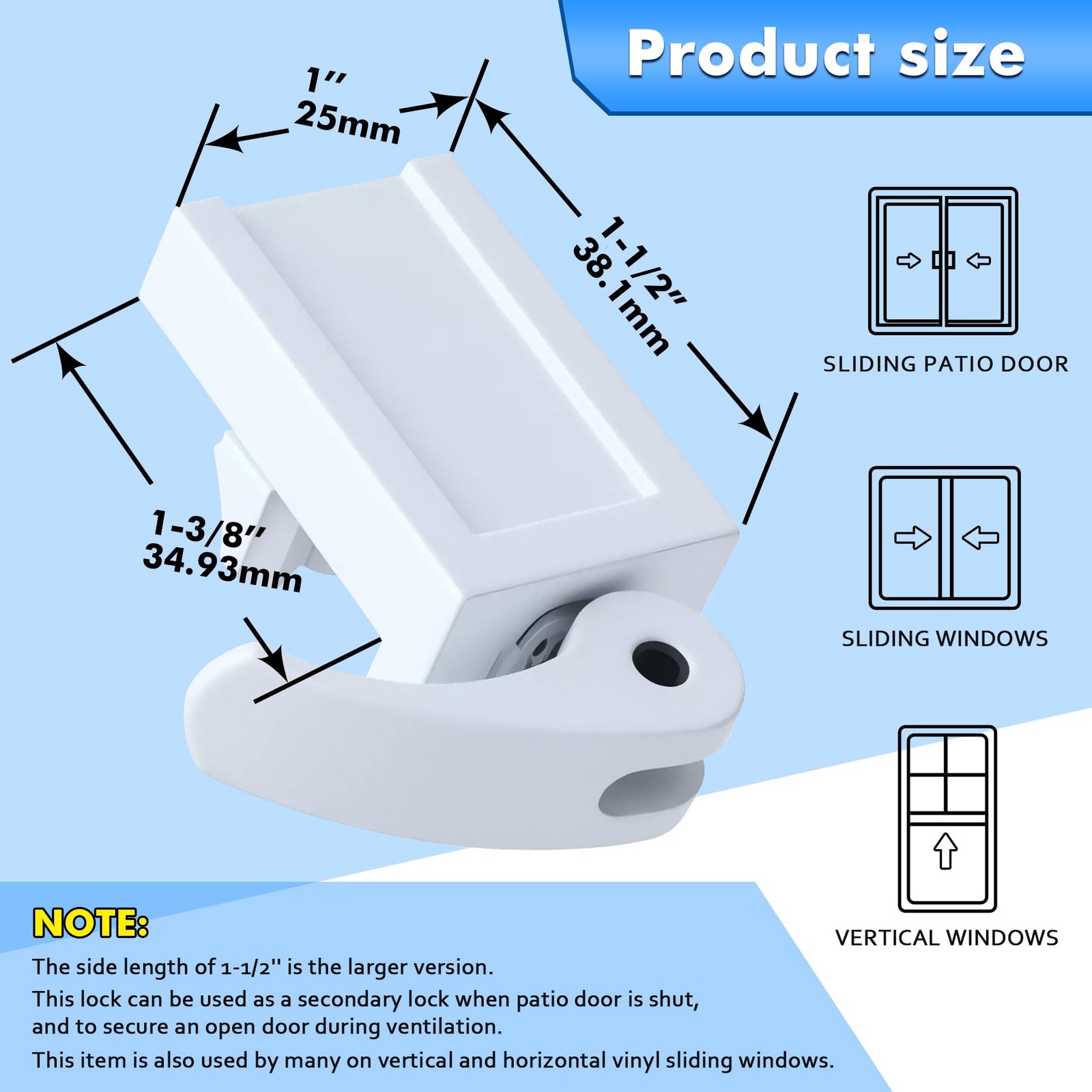Enhon Window Locks 5 Pack 1-1/2 Inch Long