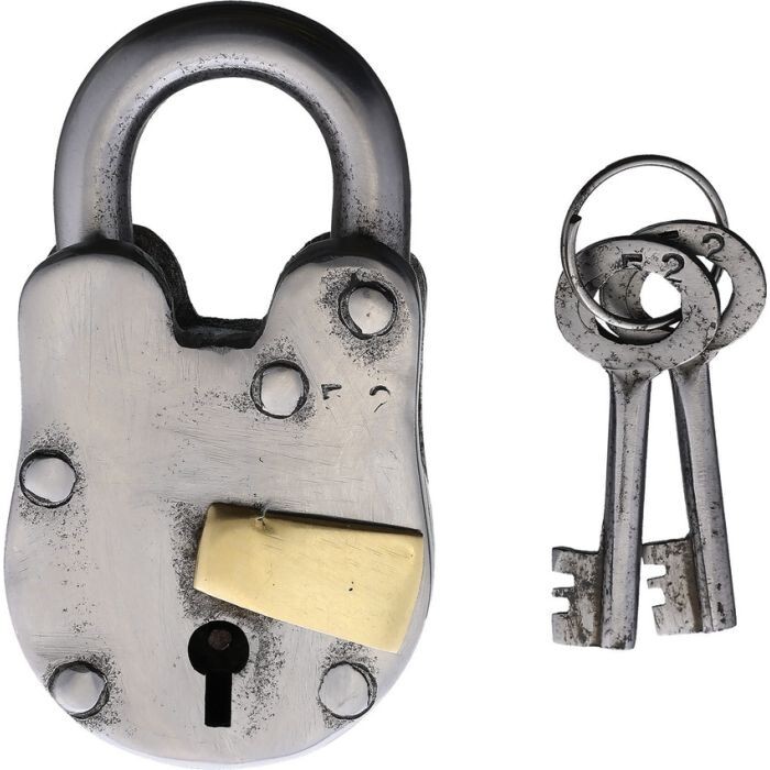 Factory X Old West Padlock Historical 3.75″ x 2.25″ Two Keys Metal Construction