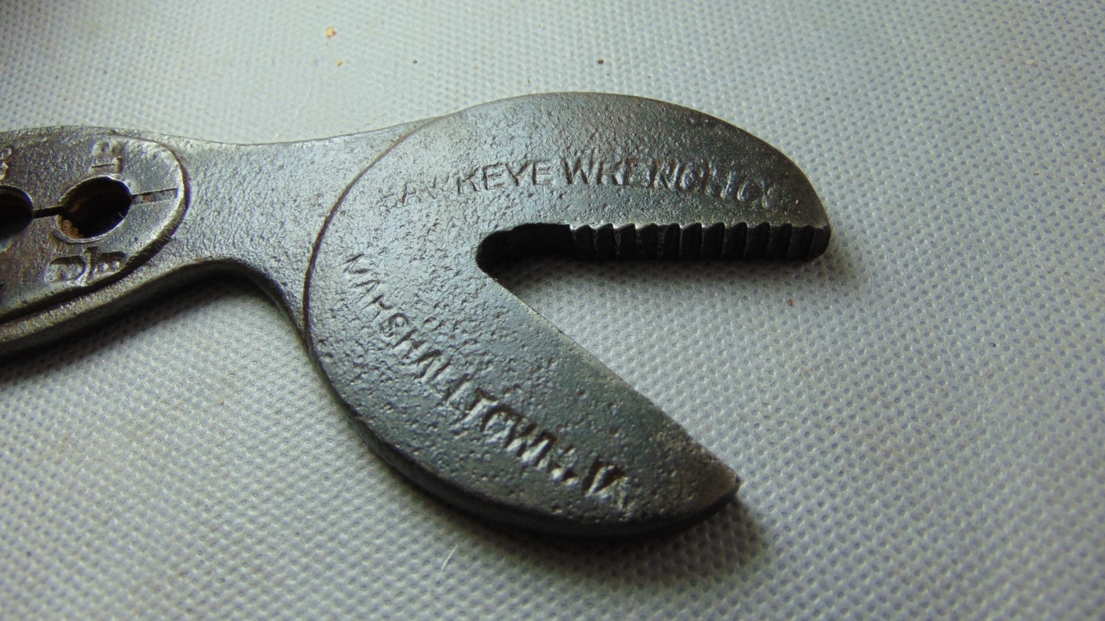 Antique Double Side HAWKEYE Alligator Wrench & Thread Gage • VINTAGE Tools ☆USA