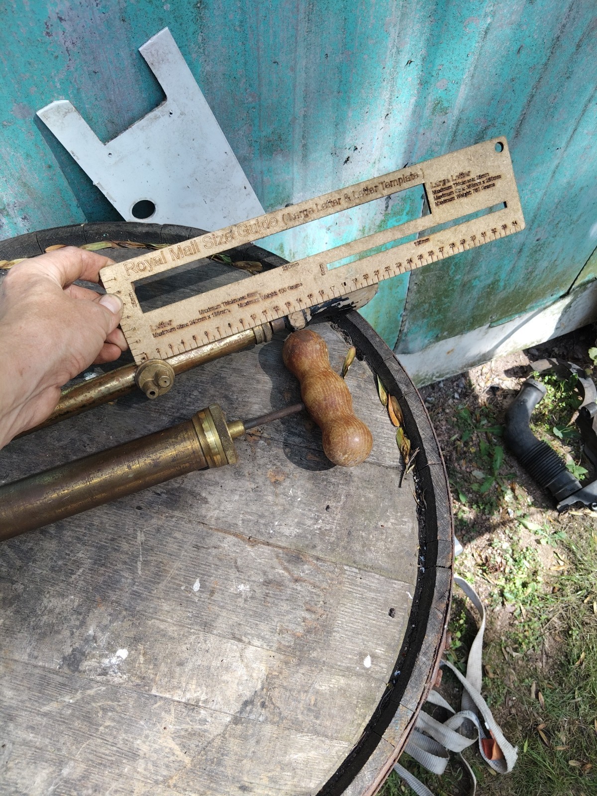 Vintage Brass Grease Gun And Sprayer Wooden Handle x 2 Vintage Tools