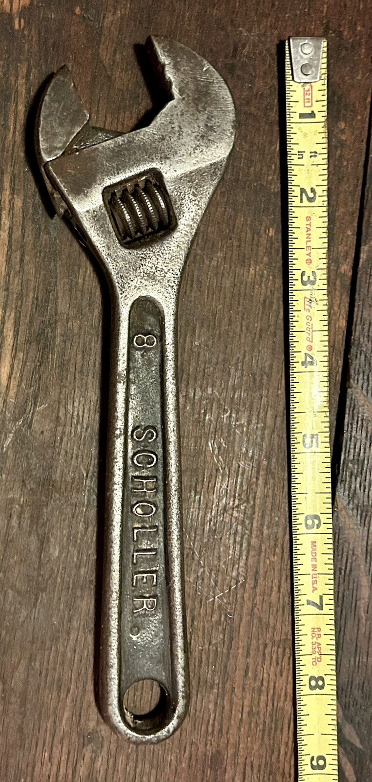 Ant/Vtg SCHOLLER USA Buffalo, NY USA 8″ Adjustable Wrench black oxide finish