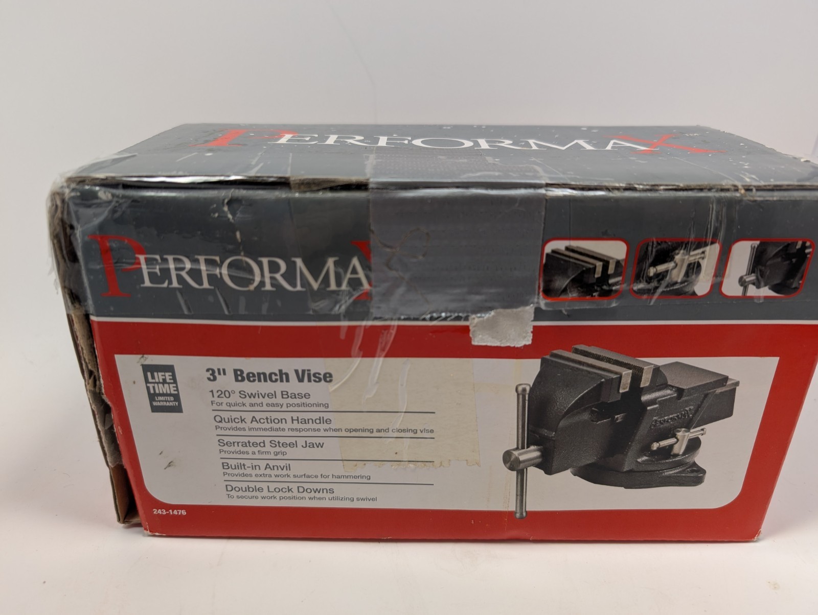 PerformaX 3″ Bench Vise 120° Swivel Base Built-In Anvil NEW Open Box 243-1476