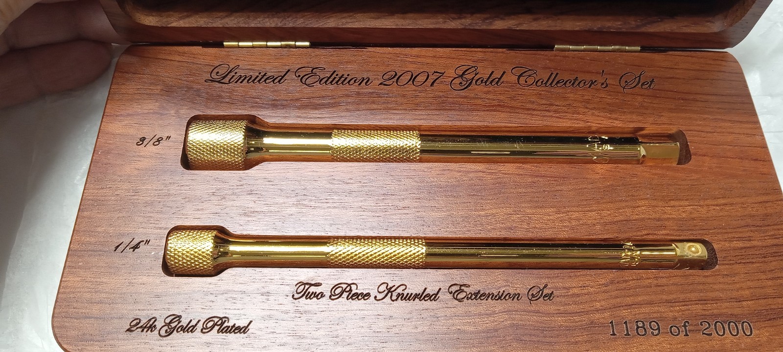 Mac Tools. 2007. 24kt Gold-Plated Limited Edition. 2pcs 1/4 & 3/8 Extension Set.