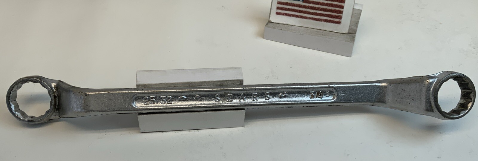 SEARS 25/32in. X 3/4in. 12pt Offset Box End Wrench, USA Made