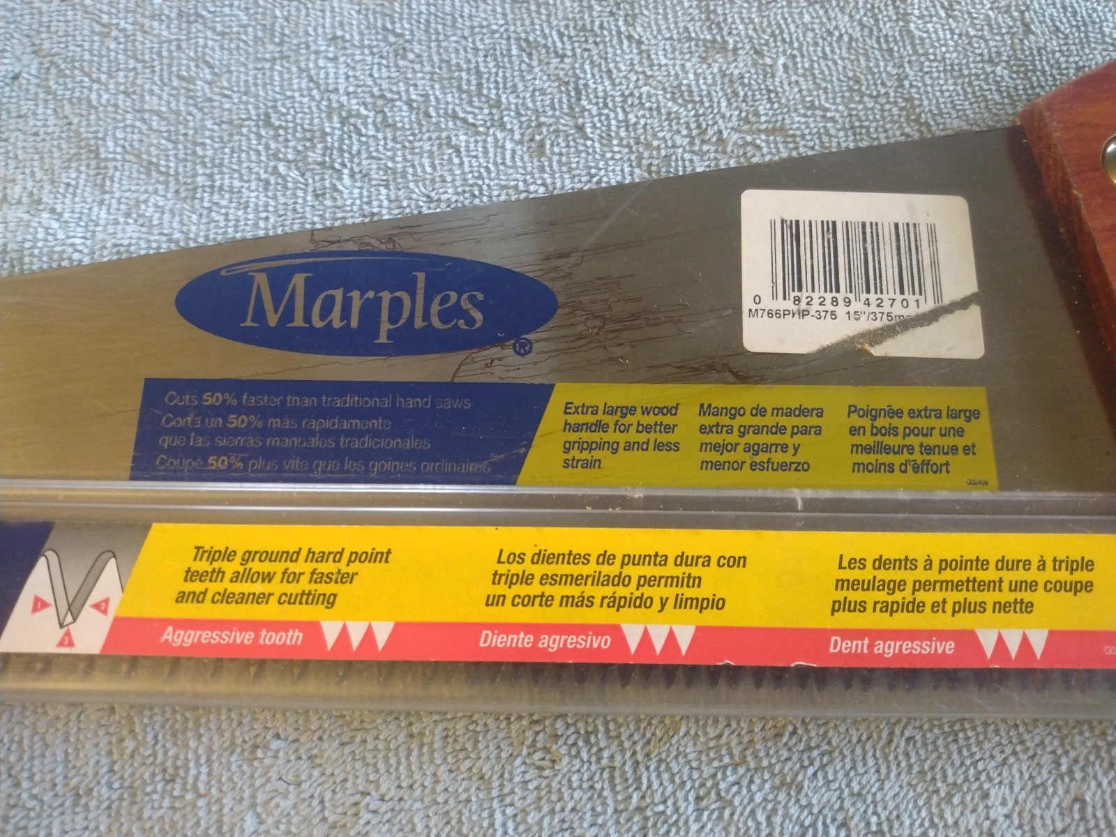 Vtg Marples 15″ Hand Saw 7 Tooth 8 Point 1mm Blade Made In USA