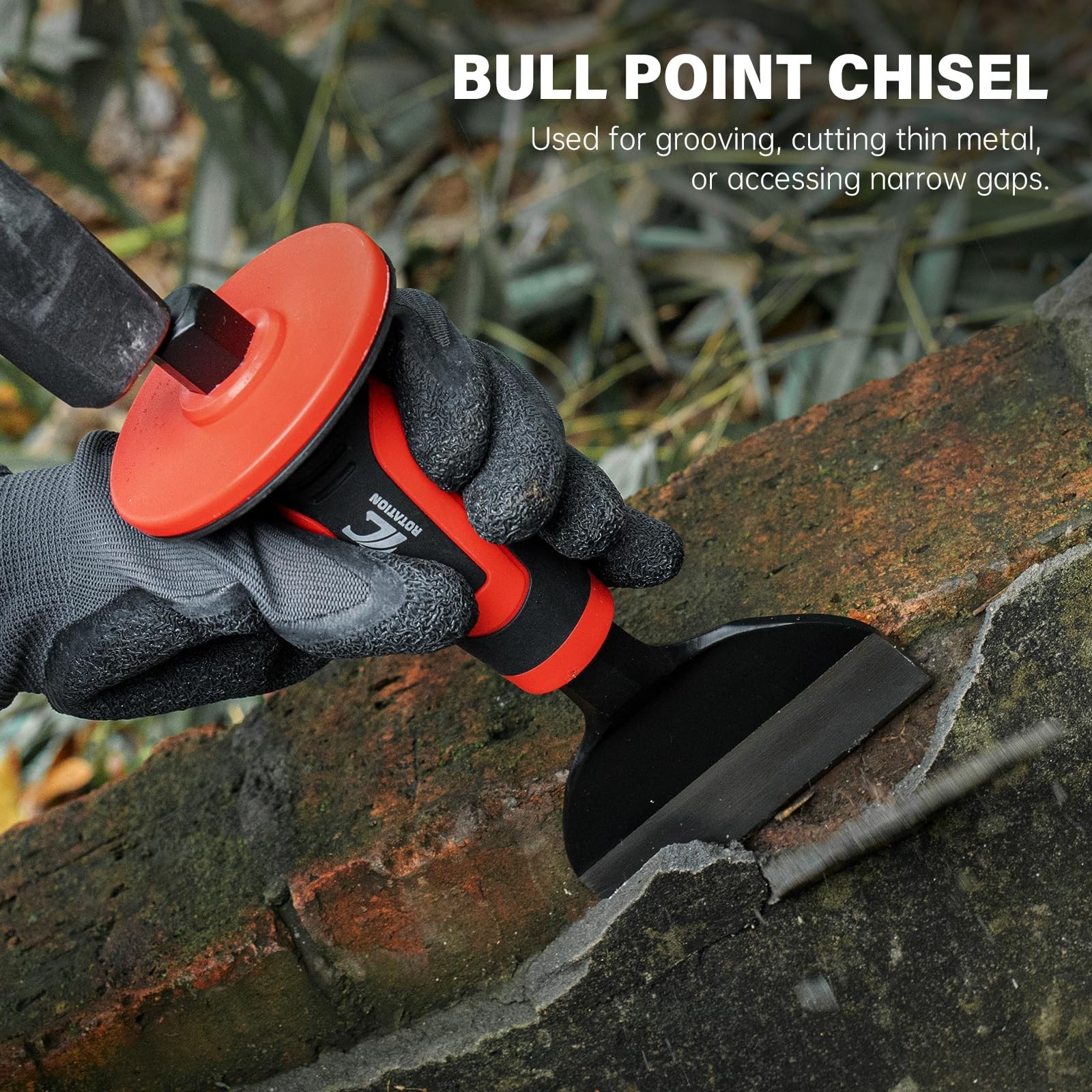 3PC Heavy Duty Masonry Chisel Set | 11″ Point & Flat, 8″ Brick Chisel for Stone,