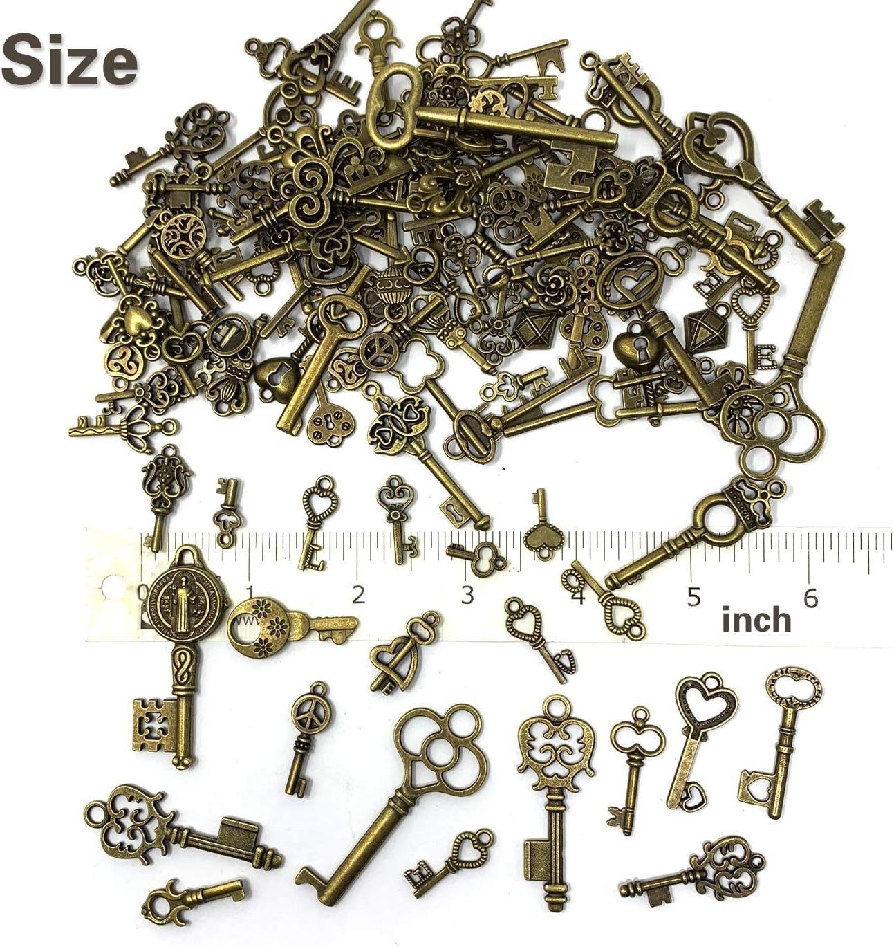 Antique Bronze Skeleton Key Charms – 125 PCS for Creative DIY Projects & Gifts