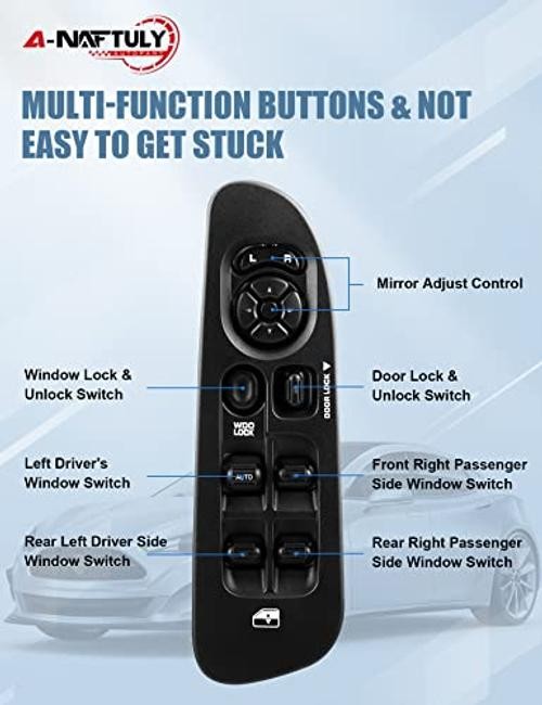 Driver Side Master Power Window Switch with Black Bezel Replacement for 2002