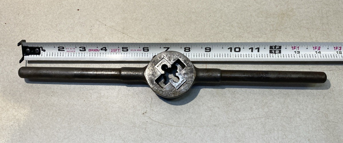 Vintage Craftsman Large 13-1/2″ Die Handle w/ 7/16″ Die USA