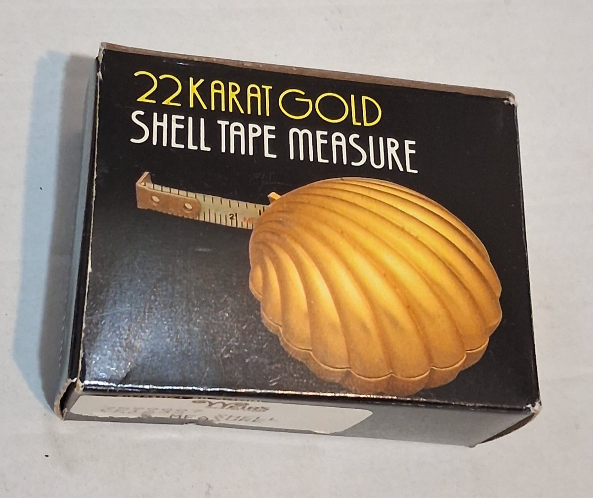 22 Karat Gold Shell Tape Measure 39” Retractable Mint in Box