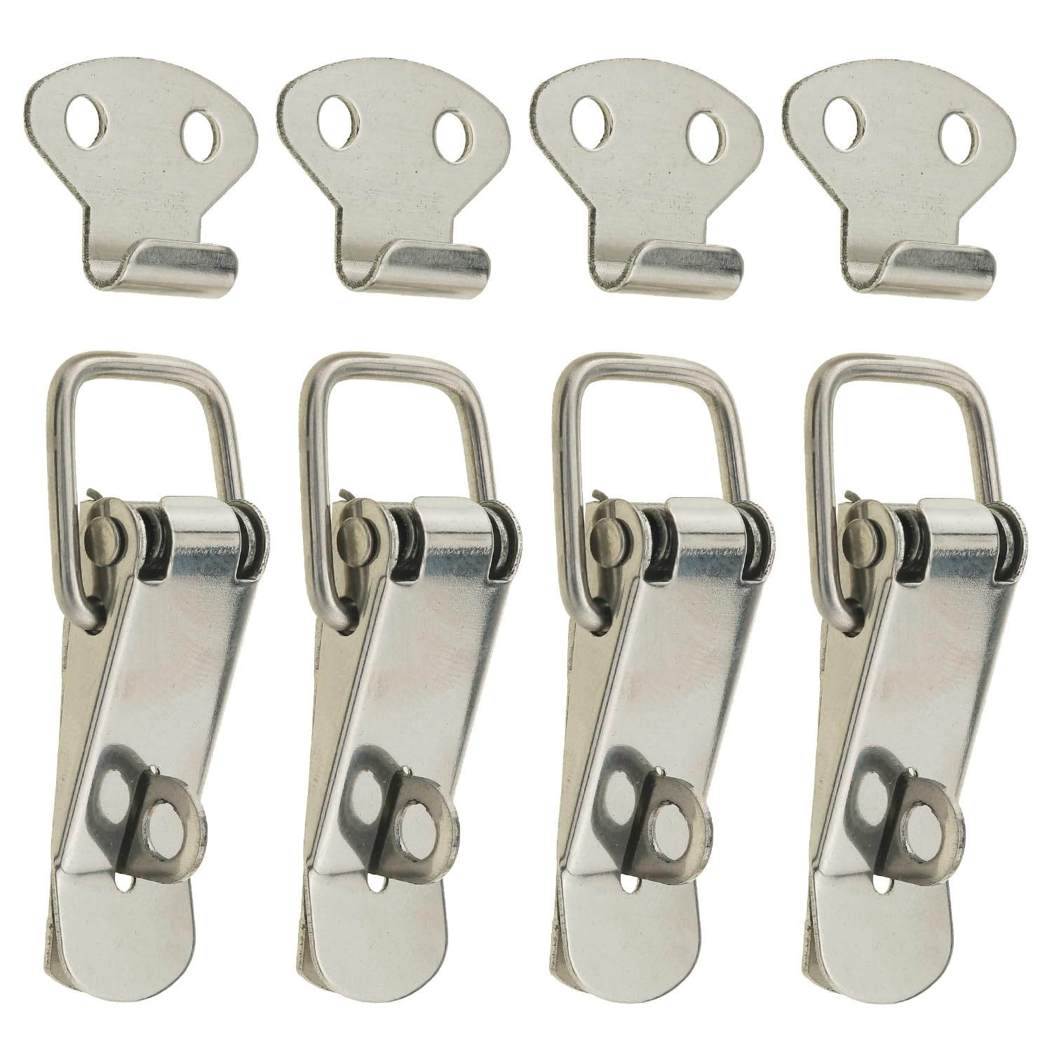 FMHXG 4PCS Stainless Steel Spring Latch Buckle Clips Small 56mm x 5mm, Silver