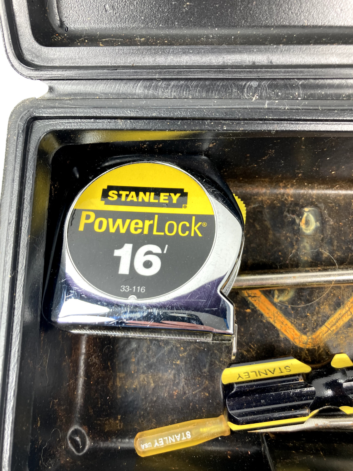 Box of Stanley Screwdrivers & 16′ PowerLock Tape Measure