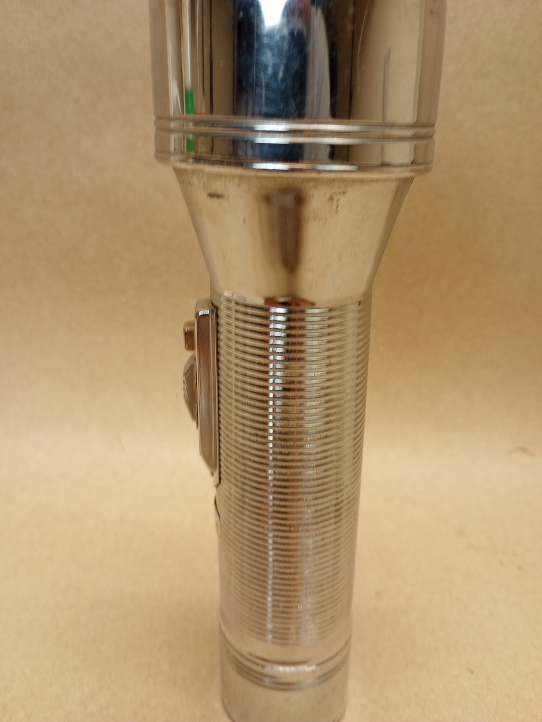 Vintage AFC Flashlight Silver aluminum and metal 2 D Cell Tested Works 7 .75″