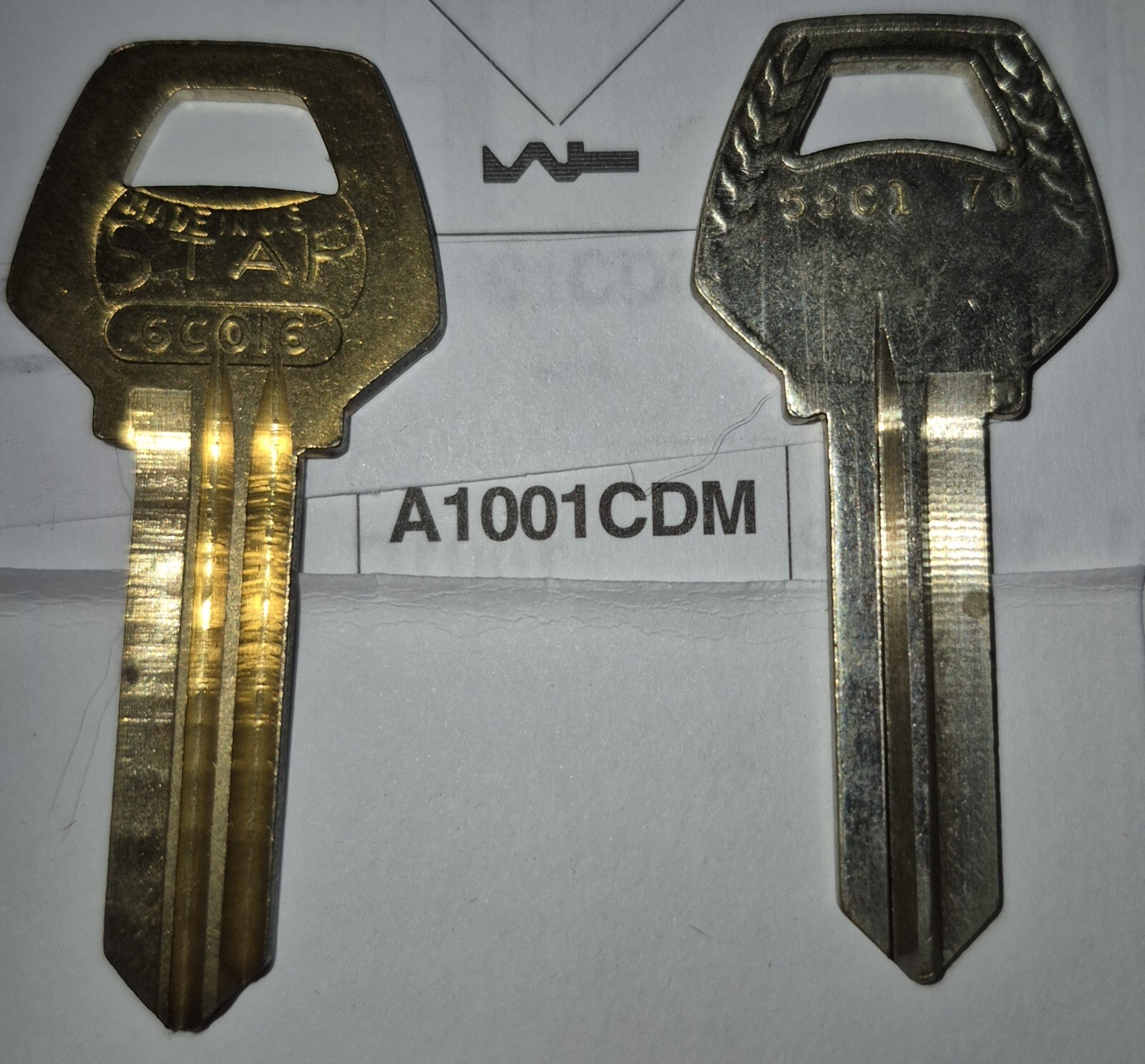 Corbin, A1001CDM, 59C1 70, A01, C1 C2 D1 D2, 6CO16 Vintage (1) Key Blank.