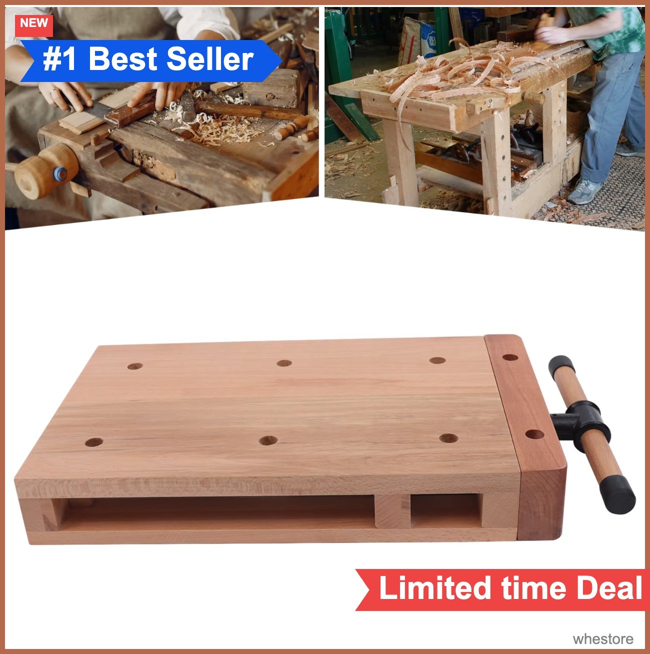 Portable Wood Vise Workbench 7.87in Opening Solid Beech Clamp with 2 G-Type